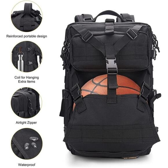 Motorcycle Helmet Backpack Bag for Men with Hard Hat Carrier/Storage, Riding - Picture 6 of 7